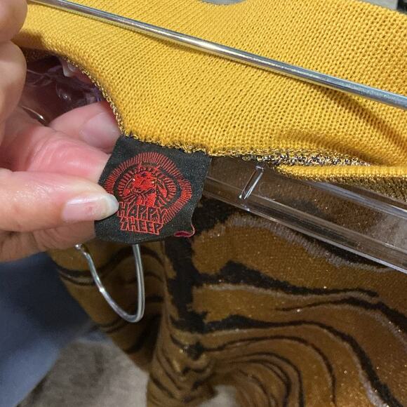 Happy Sheep Gold Metallic Tiger Midi Skirt Sz L NWOT - Picture 7 of 14